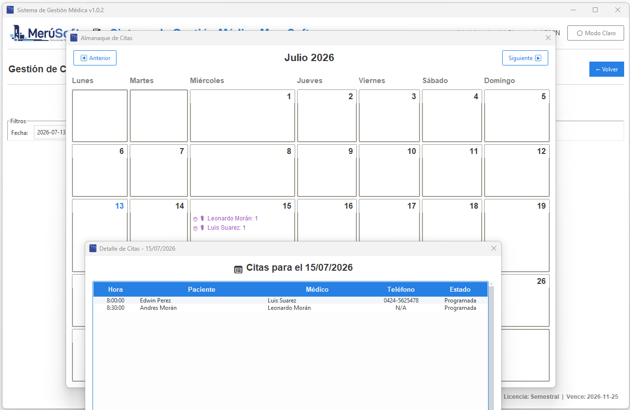 Agenda de Citas - Vista de Calendario